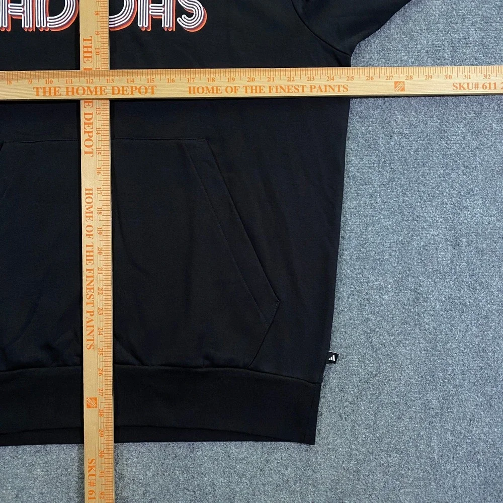Adidas 3D Retro 70s Striped Logo Hoodie Mens XL Black Spell Out Disco Groovy NWT